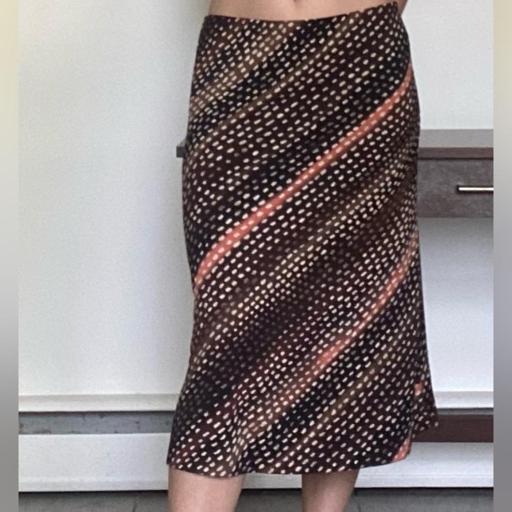 New York and company brown polka dot midi skirt